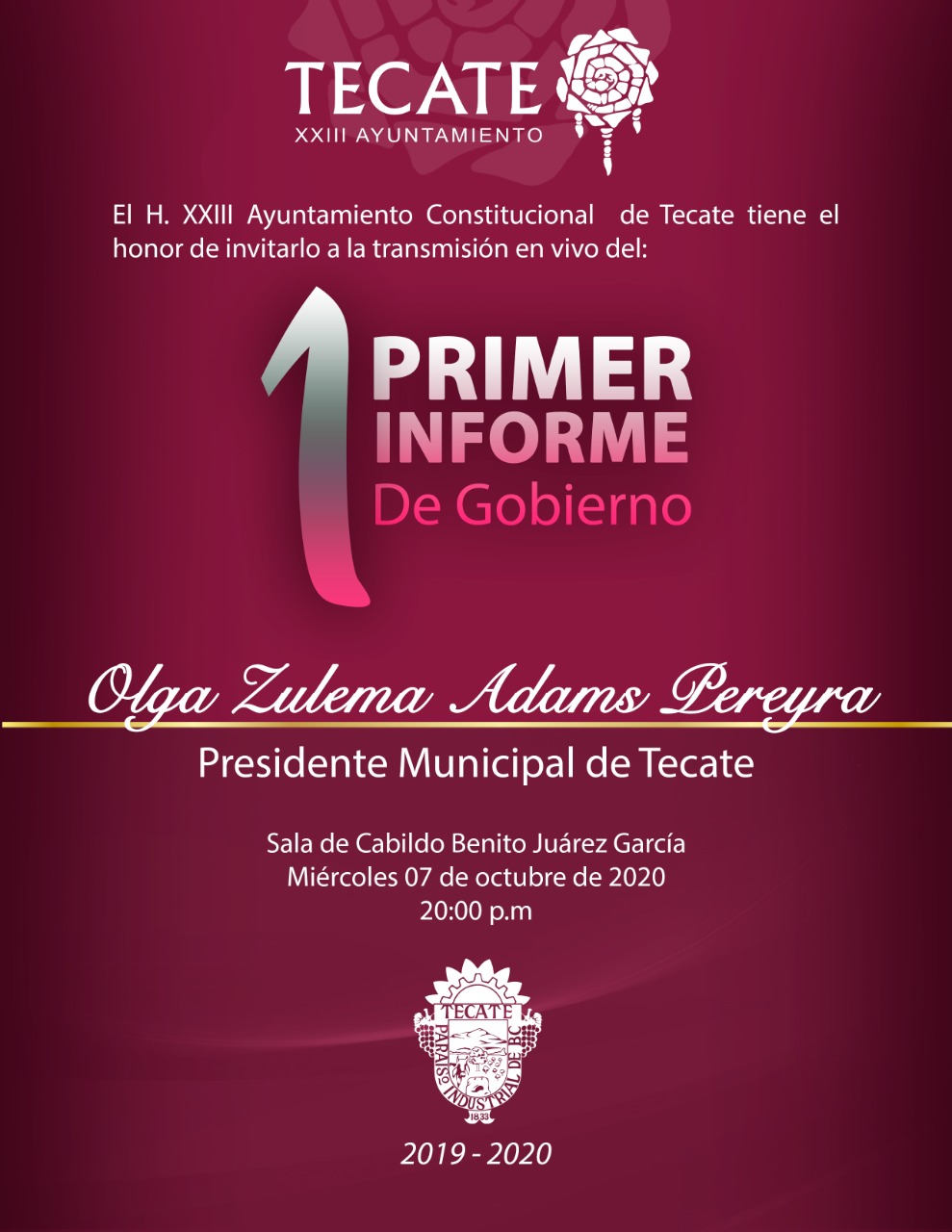 RENDIRÁ ZULEMA ADAMS PRIMER INFORME DE GOBIERNO EL PRÓXIMO 7 DE OCTUBRE