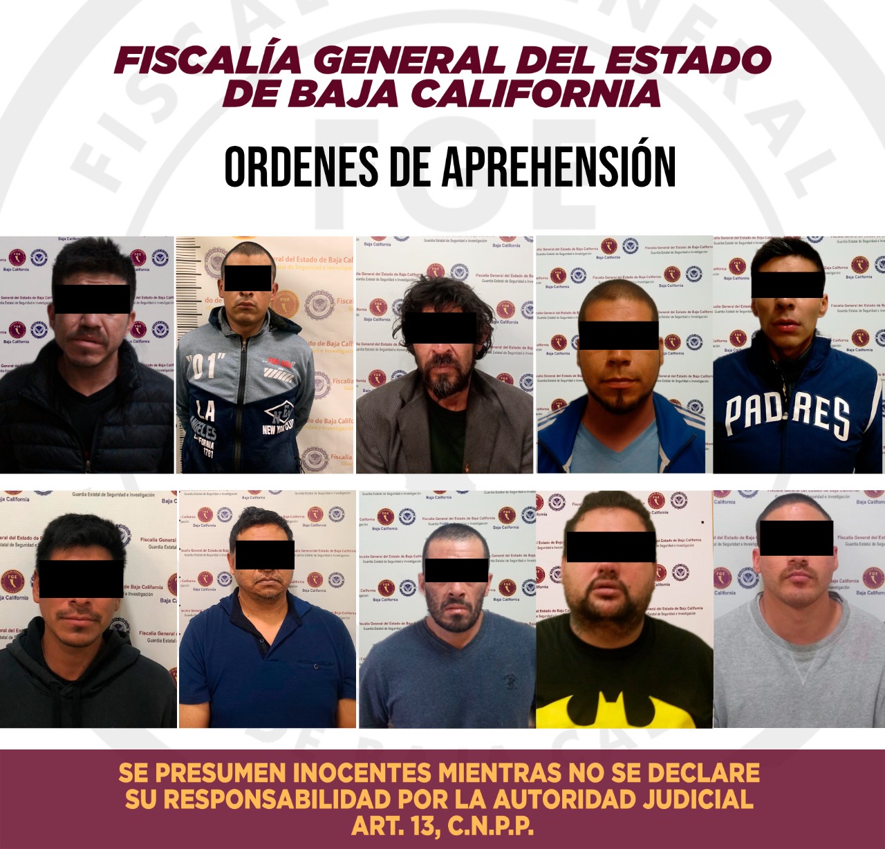 CUMPLIMENTA FISCALÍA ÓRDENES DE APREHENSIÓN