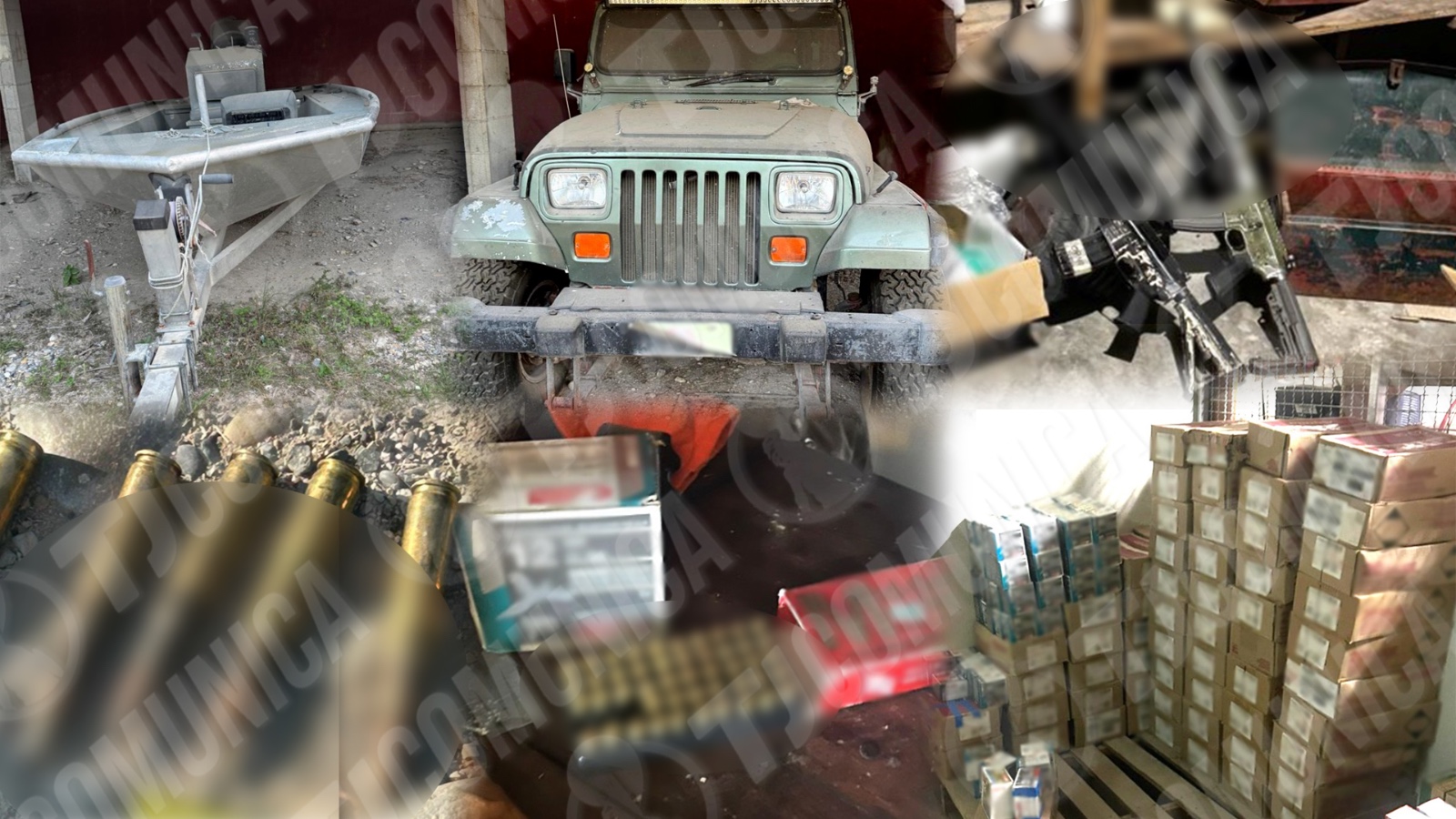 Catean inmueble en Tamaulipas y aseguran más de 36 mil cartuchos y 10 armas largas