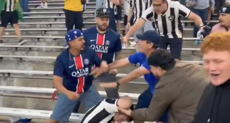 Aficionados del PSG y del Botafogo protagonizan pelea en el estadio.