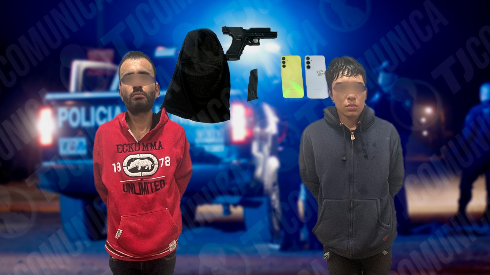 Hombre y menor de edad estadounidense son detenidos por asaltar con arma.