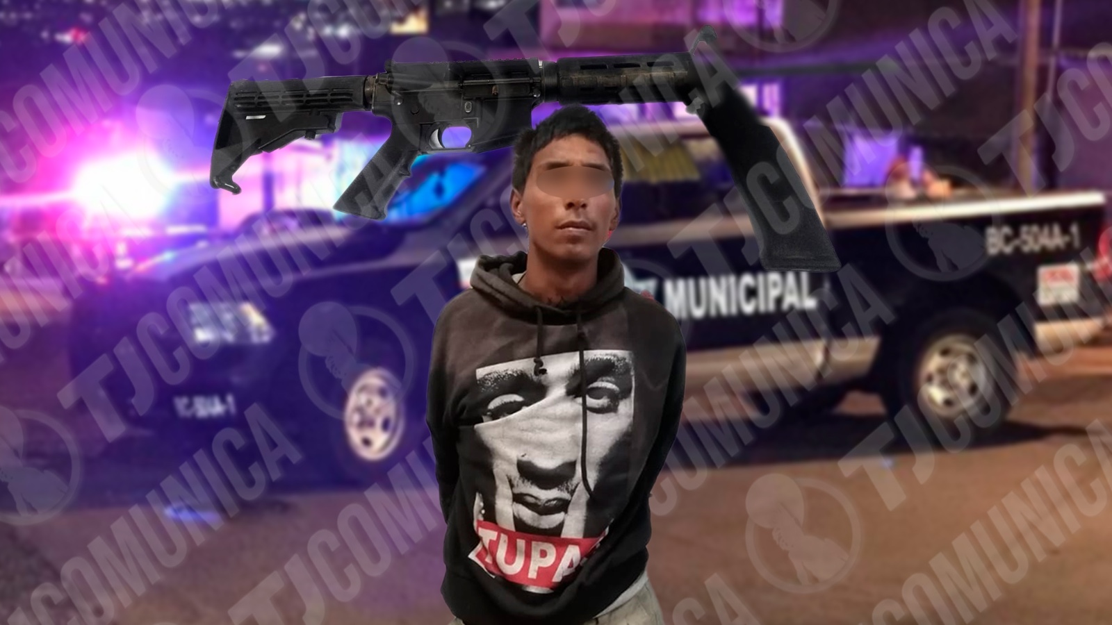 Municipal detiene a joven armado con fusil AR-15 en la colonia San Luis