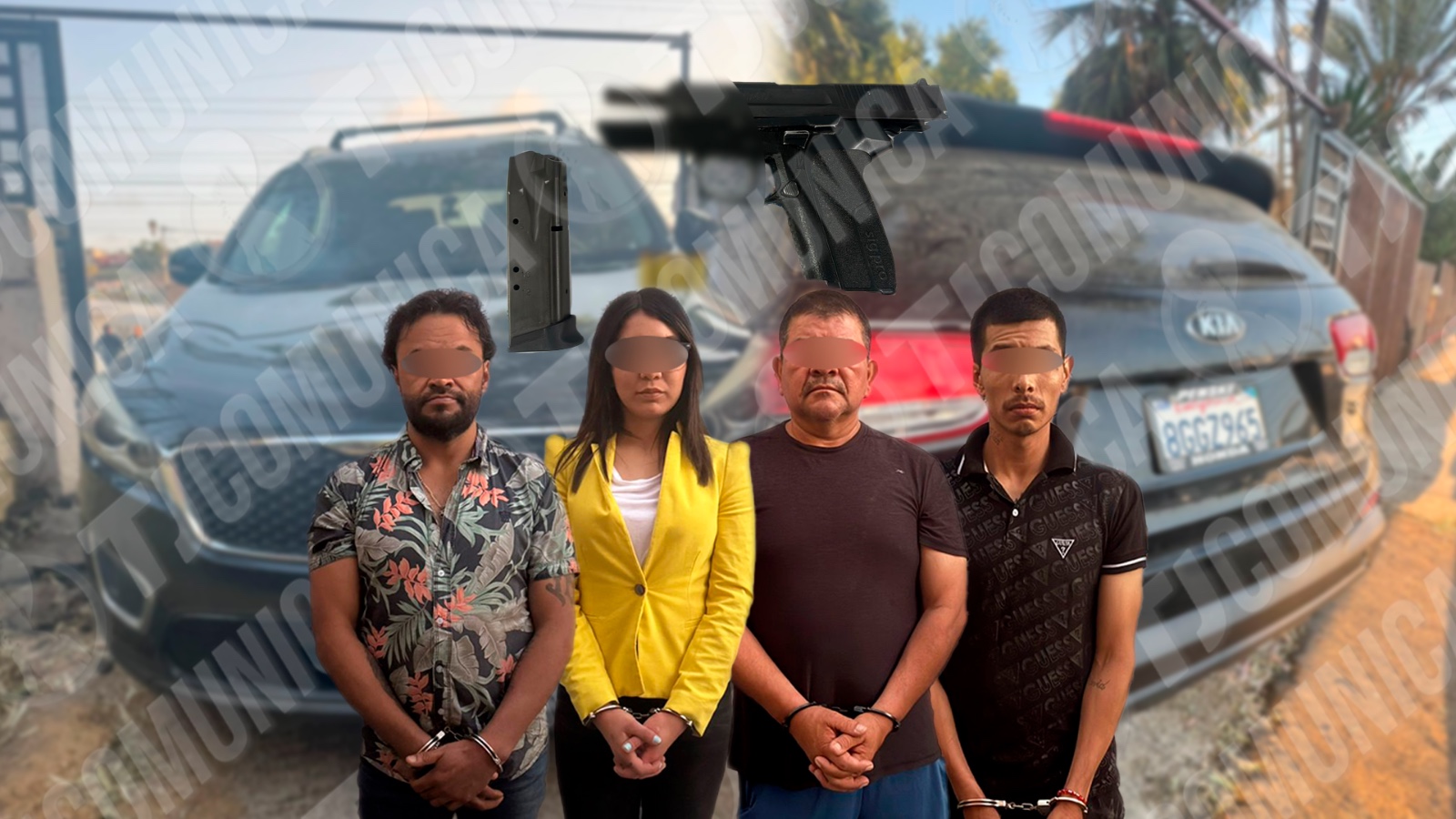 Cae “La Oyuki”, “El Quiroga”, “El Firme” y un extranjero con arma y drogas tras intento de secuestro.