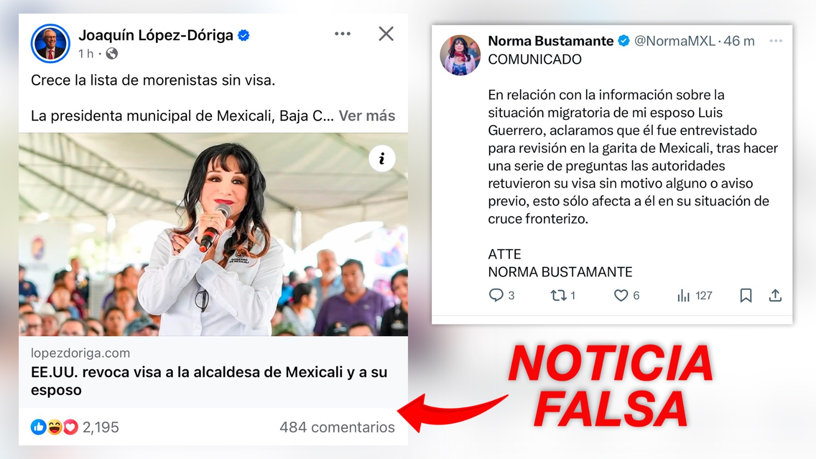 No le retiran su visa a Norma Bustamante; el afectado fue solamente su esposo.