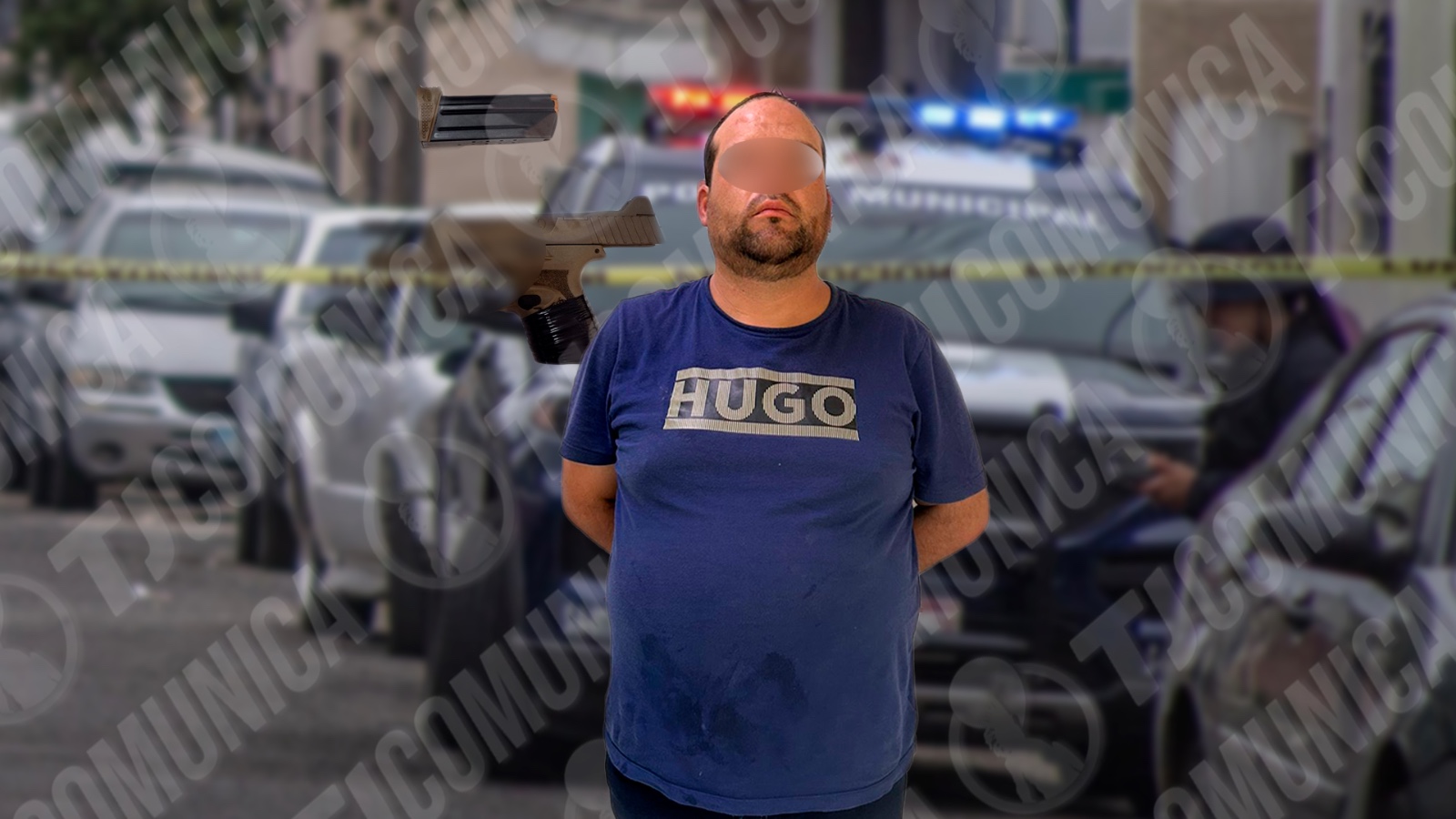 Municipal detiene a sujeto por detonaciones de arm4 de fuego.