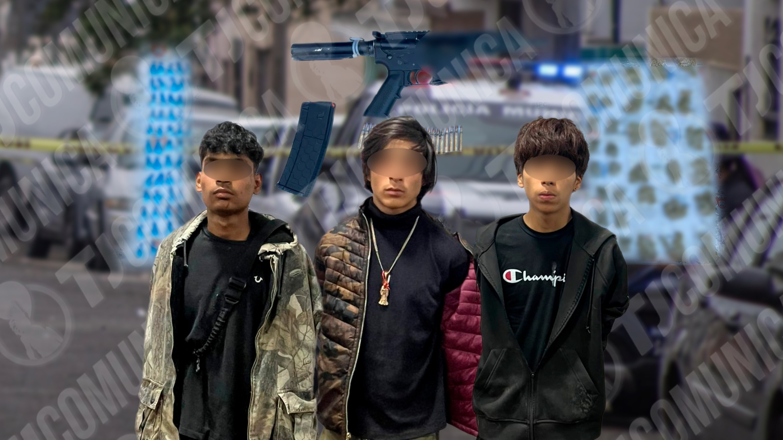 Municipal detiene a tres por portación de arma de fuego y delitos contra la salud.