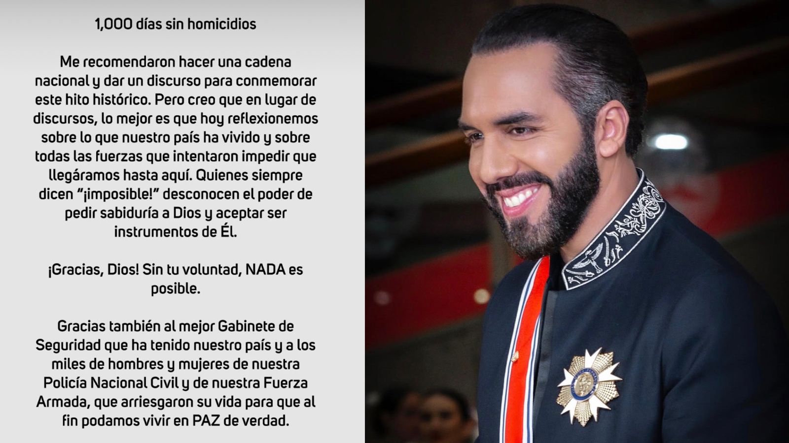El Salvador cumple mil días sin homicidios.