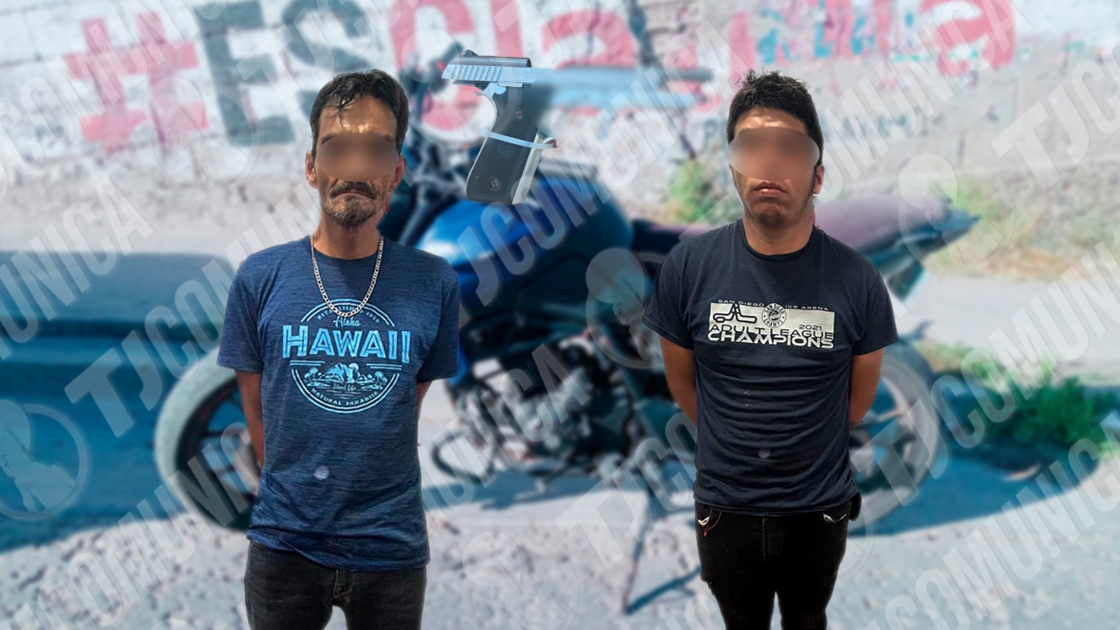 Se paseaban en una motocicleta armados; los atoró la Municipal. “Trabajamos para un cártel de Tijuana”