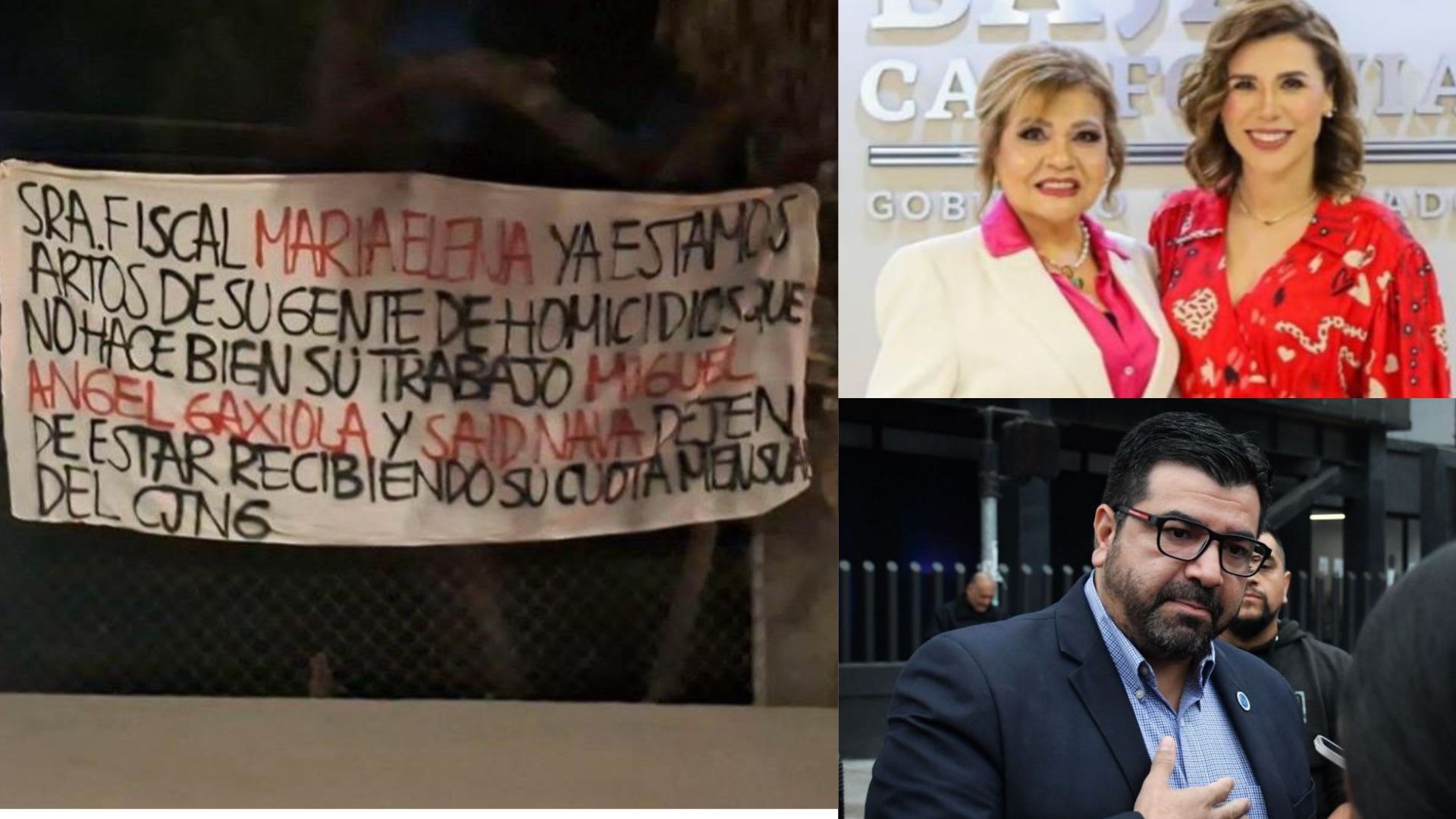 ¡No es broma! Dejan dos mantas am3nazantes dirigidas a la fiscal María Elena en menos de 24 horas, “maña” los señala de recibir dinero de grupo rivales.