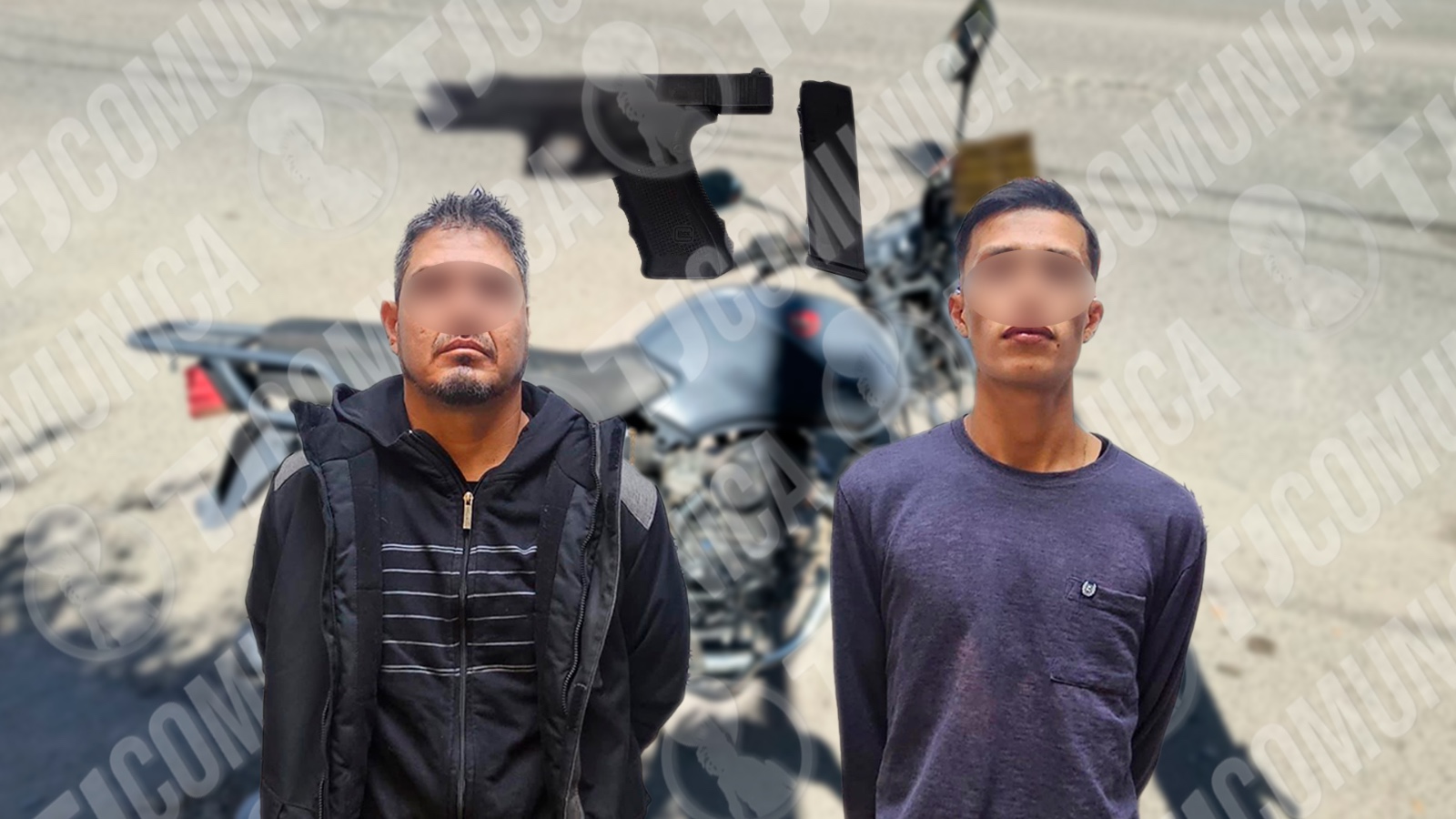 Detienen a dos hombres por portación de arma de fuego; uno ya tenía una orden de aprehensión por homicidio calificado en La Presa.