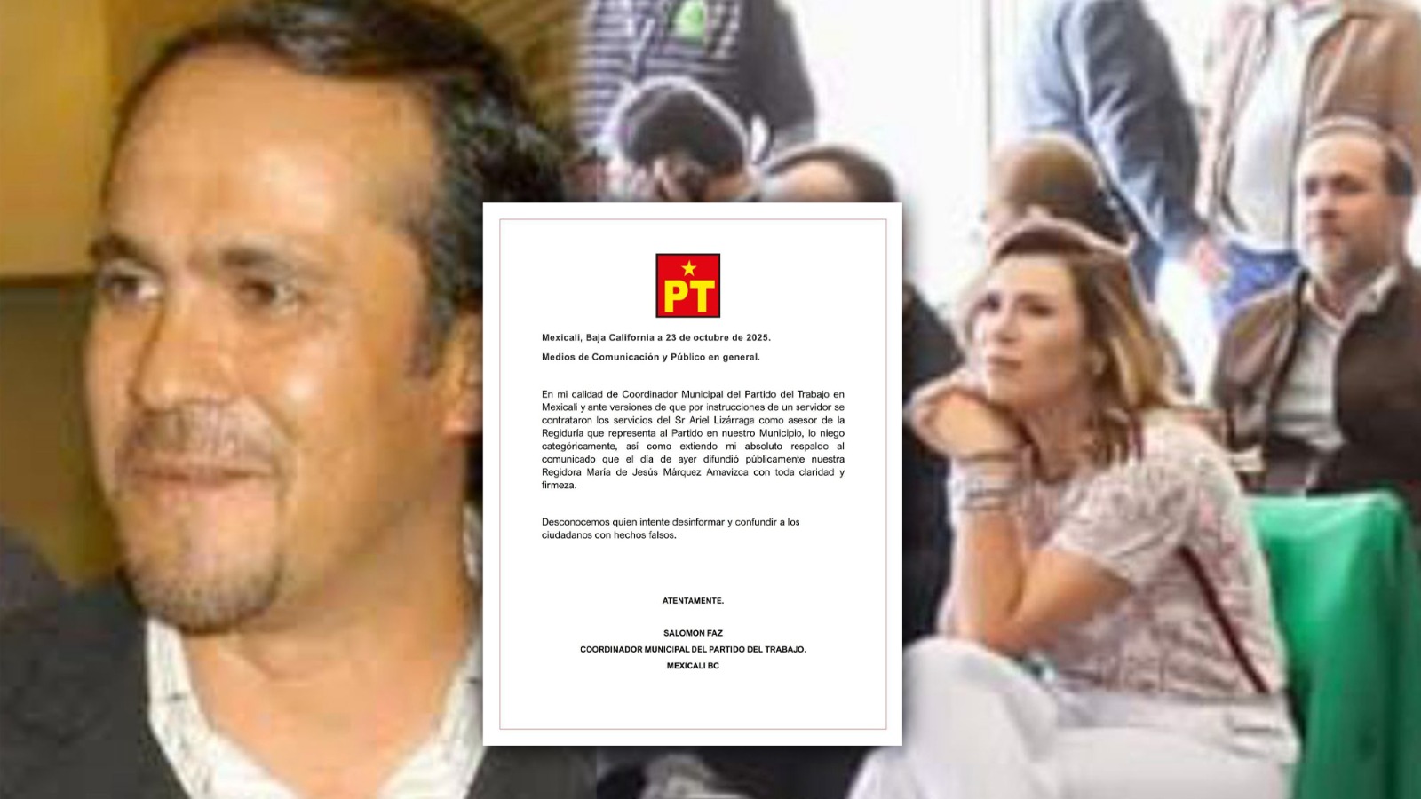 ¡No es broma! PT se deslinda de Ariel Lizárraga, asesor de la gobernadora Marina del Pilar