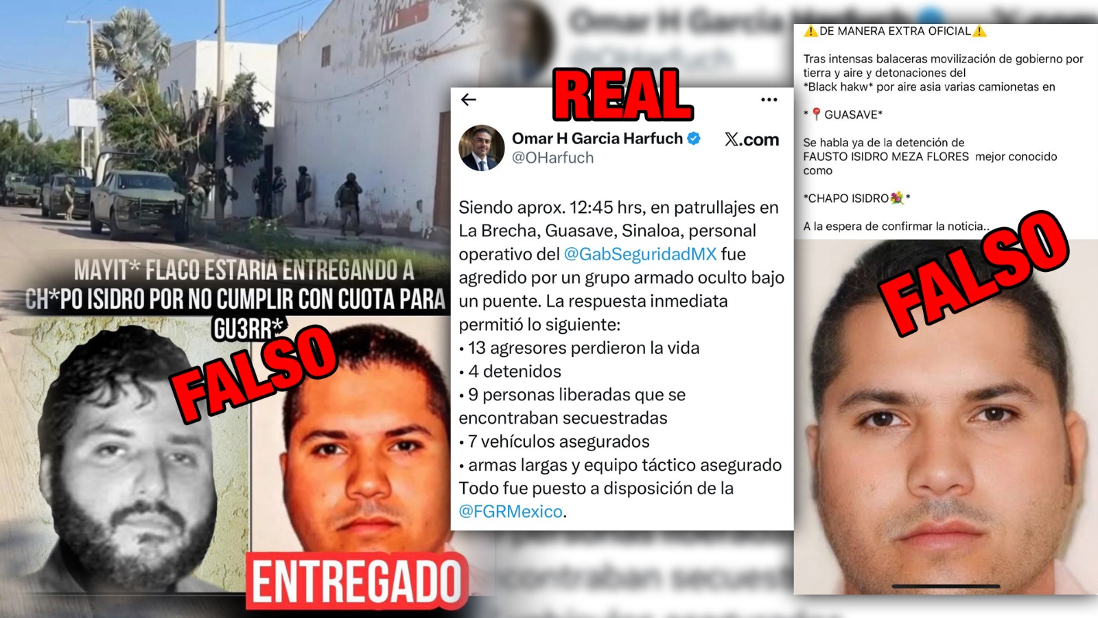 Operativo en Guasave deja 13 agresores abatidos y 4 detenidos