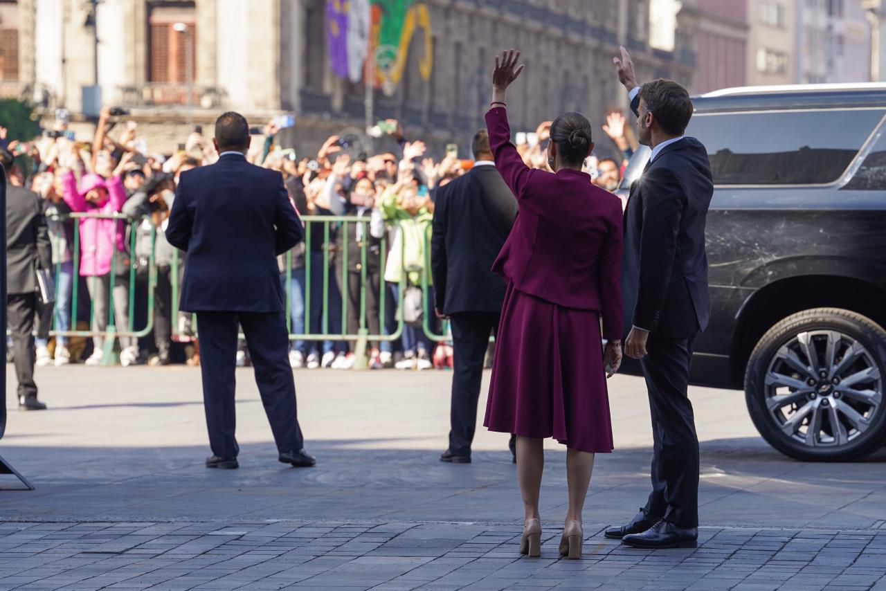 Recibe presidenta Claudia Sheinbaum a su homólogo de Francia, Emmanuel Macron en Palacio Nacional