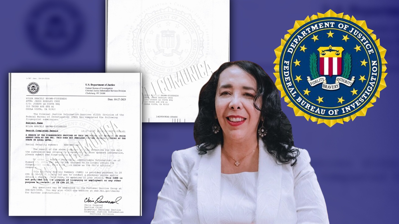 FBI confirma que no hay ninguna orden de aprehensión en contra de la Diputada Araceli Brown