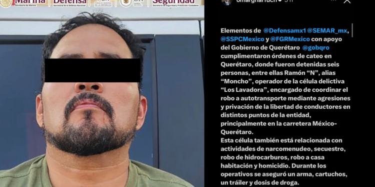 Detienen a ‘El Moncho’ presunto operador de ‘Los Lavadora’ vinculado al robo de autotransporte