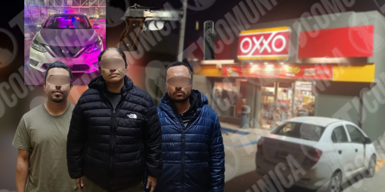 Tres personas detenidas por robo con violencia a tienda OXXO en El Florido