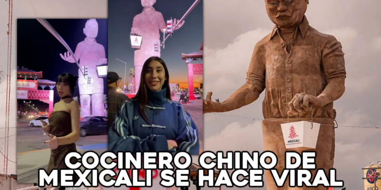 Se vuelve viral el monumento al “Cocinero Chino” en Mexicali