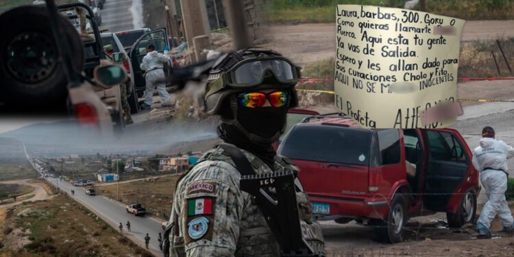 Hallan a tres hombres sin vida dentro de un vehículo en la colonia El Roble; en los cuerpos dejaron mantas amenazantes a grupos rivales