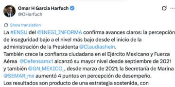 Baja percepción de inseguridad en México, destaca García Harfuch