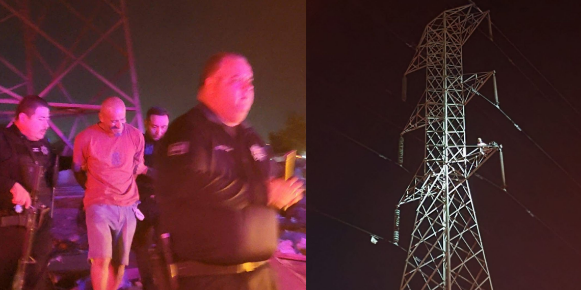 Moviliza a rescate hombre que subió a torre de alta tensión en Valle de Puebla