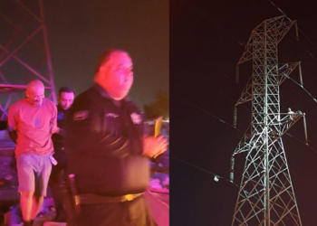 Moviliza a rescate hombre que subió a torre de alta tensión en Valle de Puebla