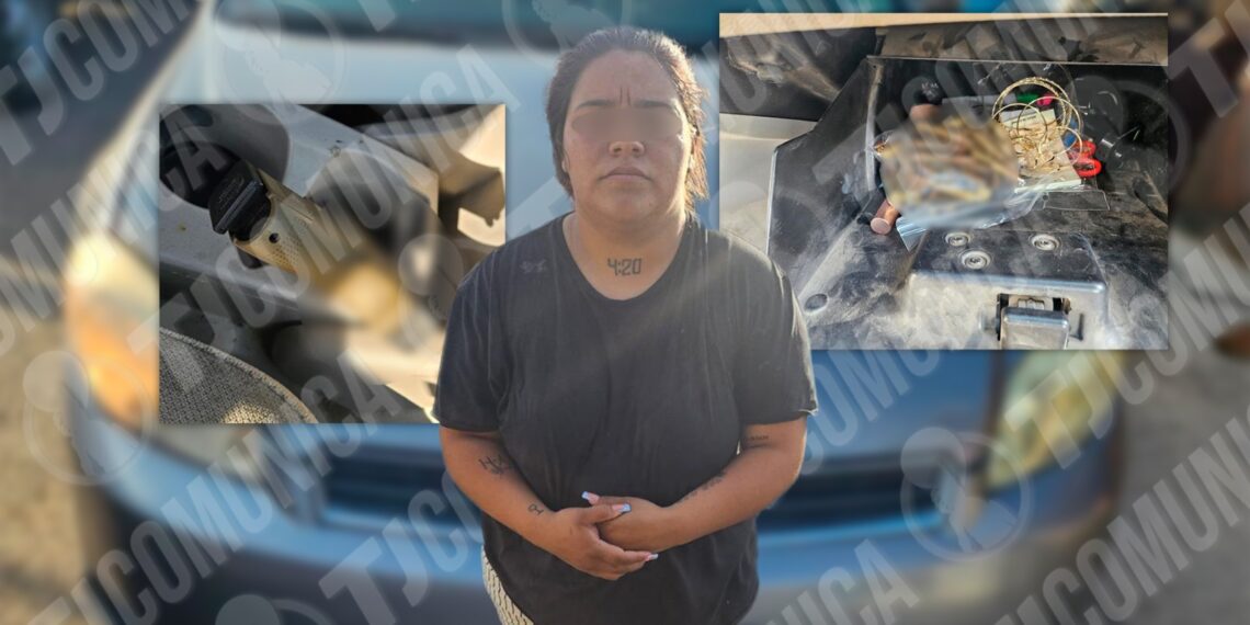 FESC captura a mujer prófuga en Tecate con corta y metanfetamina