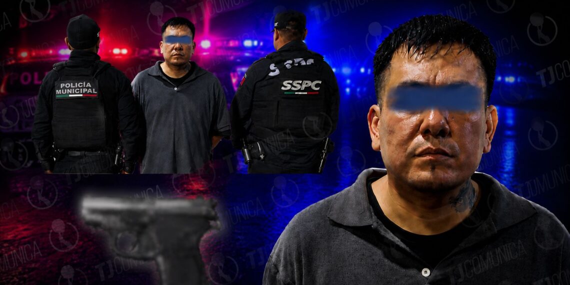 Por andar de “alusín”, policías atoran a sujeto con pistola Beretta