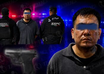 Por andar de “alusín”, policías atoran a sujeto con pistola Beretta