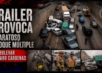 Trailer provoca aparatoso choque múltiple en bulevar Lázaro Cárdenas que dejó más de 20 lesionados; al menos 30 vehículos involucrados