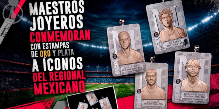 Maestros joyeros conmemoran con estampas de oro y plata a íconos del regional mexicano