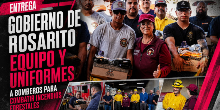 Entrega Gobierno de Rosarito equipo y uniformes a bomberos para combatir incendios forestales