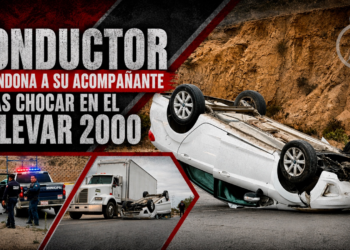 Conductor abandona a su acompañante tras chocar y terminar volcados en el bulevar 2000