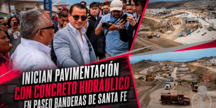 Inician pavimentación con concreto hidráulico en Paseo Banderas de Santa Fe; obra concluirá en aproximadamente dos meses
