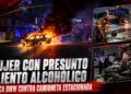 Mujer con presunto aliento alcohólico choca BMW contra camioneta estacionada