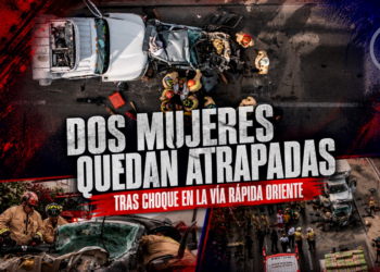 Dos mujeres quedan atrapadas, una de ellas prensada, tras choque en la Vía Rápida Oriente