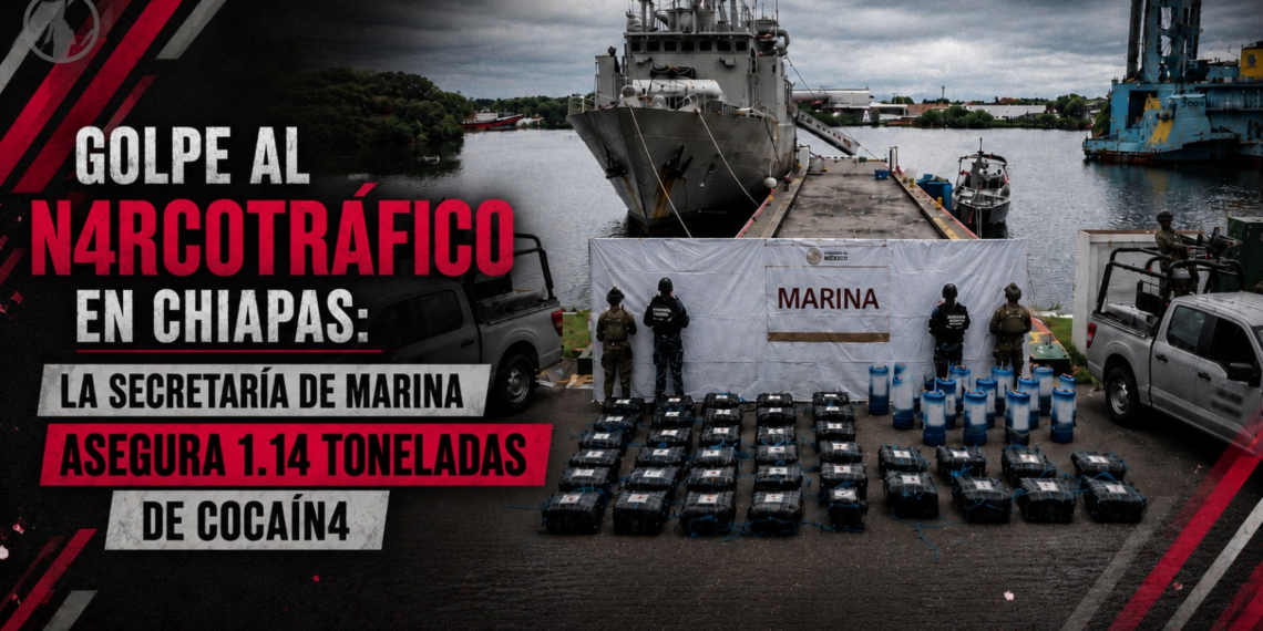 Golpe al narcotráfico en Chiapas: La secretaría de marina asegura 1.14 toneladas de cocaína