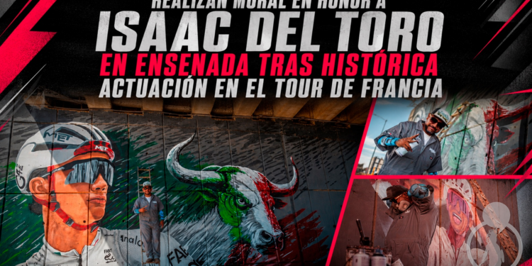 Realizan mural en honor a Isaac del Toro en Ensenada tras histórica actuación en el Tour de Francia