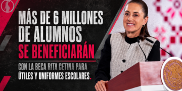 Más de 6 millones de alumnos se beneficiarán con la Beca Rita Cetina para útiles y uniformes escolares.