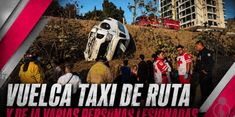 Vuelca Taxi de ruta y deja varias personas lesionadas