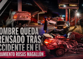 Hombre queda prensado tras accidente en el Libramiento Rosas Magallón