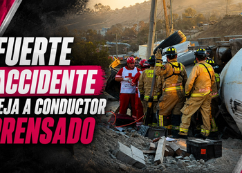 Fuerte accidente deja a conductor prensado tras volcadura de revolvedora