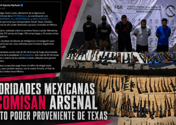 Autoridades mexicanas decomisan arsenal de alto poder proveniente de Texas