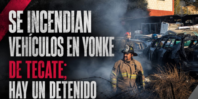 Se incendian vehículos en Yonke de Tecate; hay un detenido