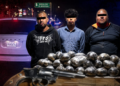 Municipales atoran a tres hombres con un revólver y 101 kilos de presunta heroína