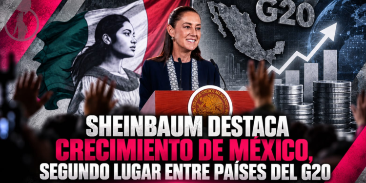 Sheinbaum destaca crecimiento de México, segundo lugar entre países del G20
