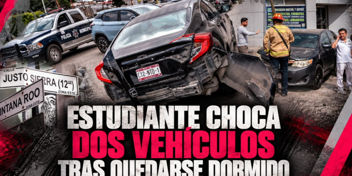 Estudiante de Xochicalco choca dos vehículos tras quedarse dormido; habría pasado la noche estudiando