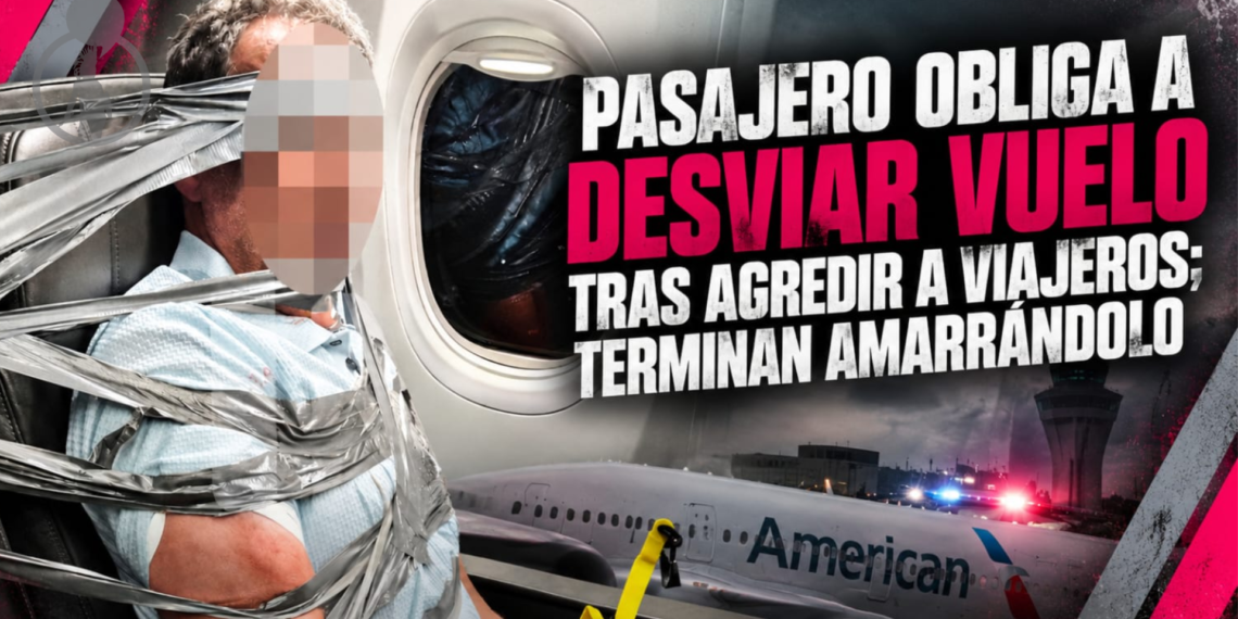 Pasajero obliga a desviar vuelo tras agredir a viajeros; terminan amarrándolo