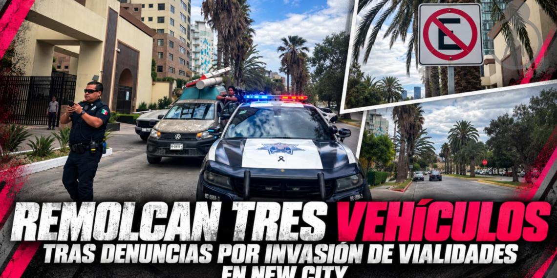Remolcan tres vehículos tras denuncias por invasión de vialidades en New City
