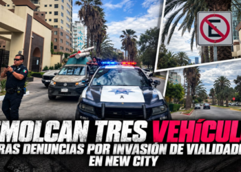 Remolcan tres vehículos tras denuncias por invasión de vialidades en New City