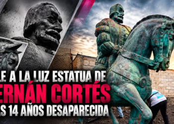 Sale a la luz estatua de Hernán Cortés tras 14 años desaparecida